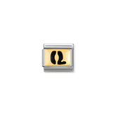 Nomination Composable Classic SCHWARZE BUCHSTABEN Edelstahl und 18K-Gold (17_Q)